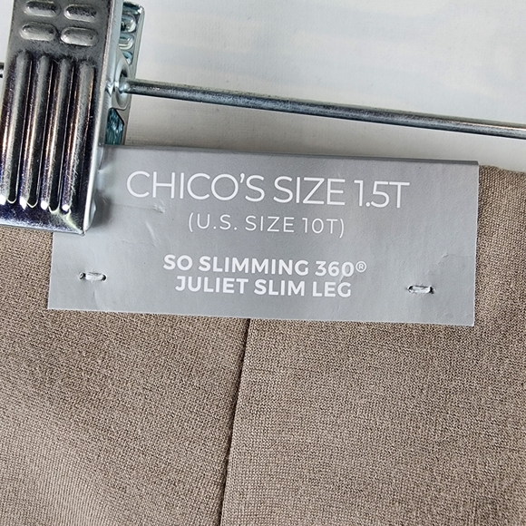 Chicos Pants Women 10T So Slimming 360 Juliet Full Length Mountain Stone Tan NWT - Picture 10 of 13